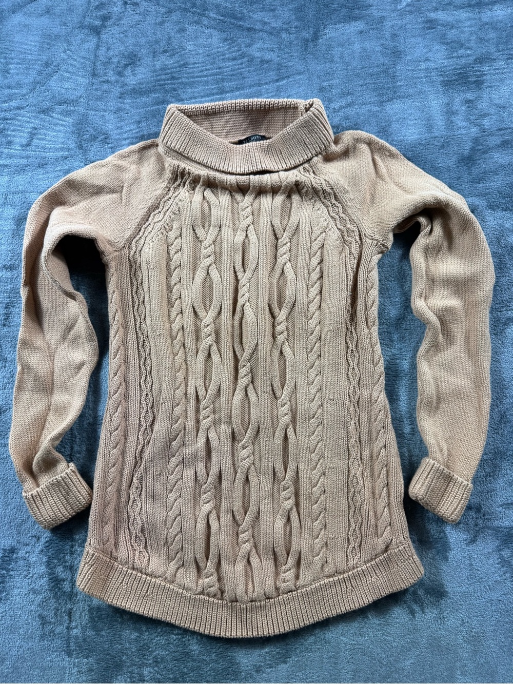Talbots Cable Knit Turtleneck in Camel/Caramel Brown - Size Petite (XS)